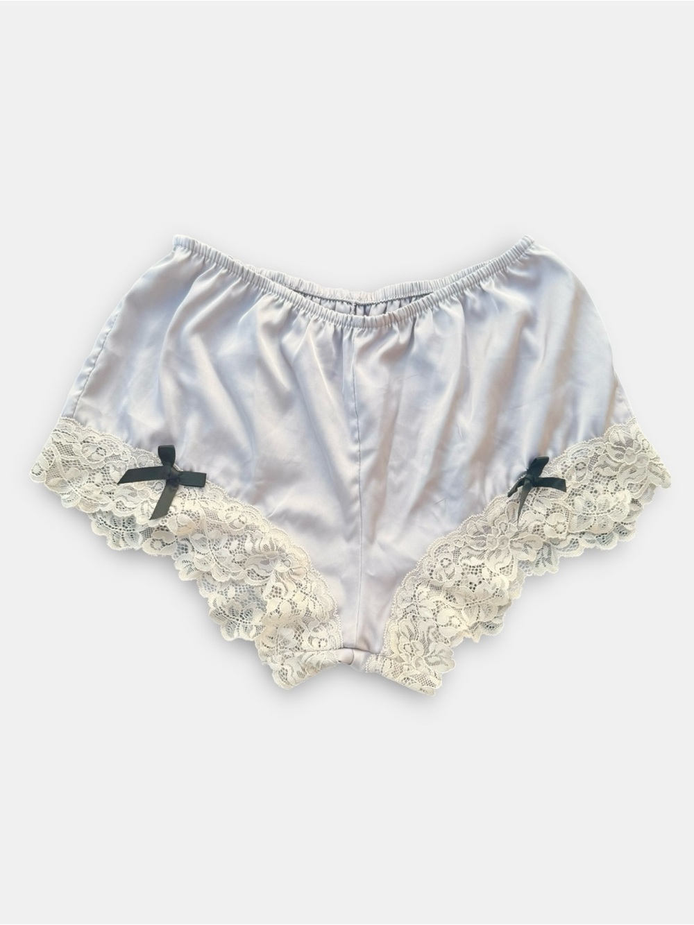 Silky Lavender Lace-Trim Sleep Shorts With Bows Size Small
